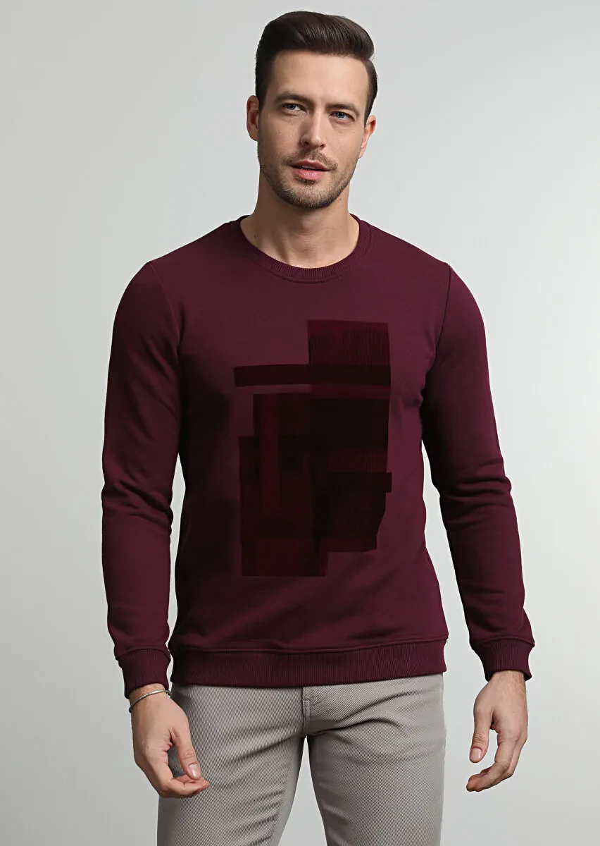 Burgundy Printed Sweatshirt - 3