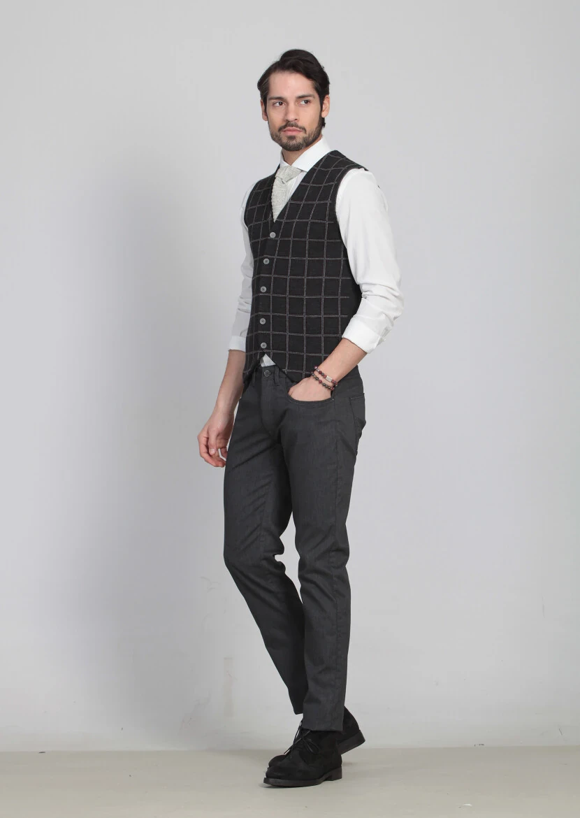 Burgundy Regular Fit Casual Knitting Knit Vest - 3