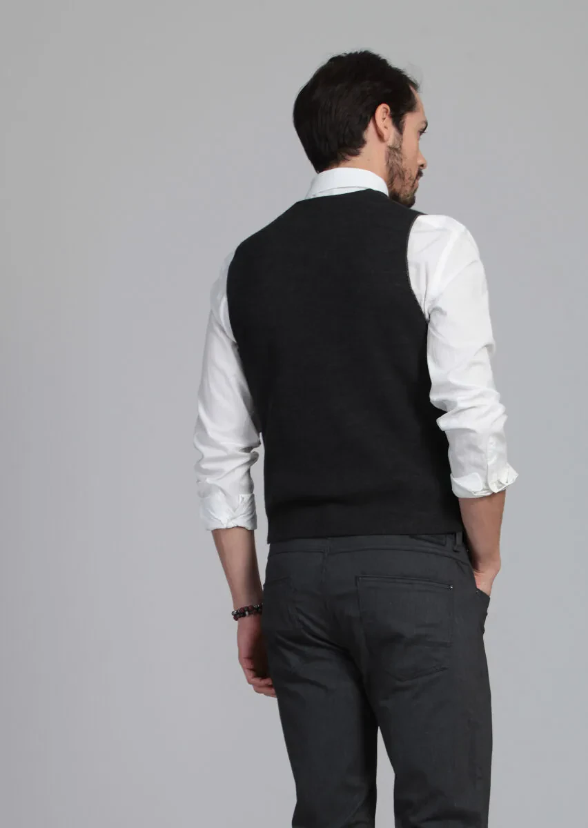 Burgundy Regular Fit Casual Knitting Knit Vest - 5