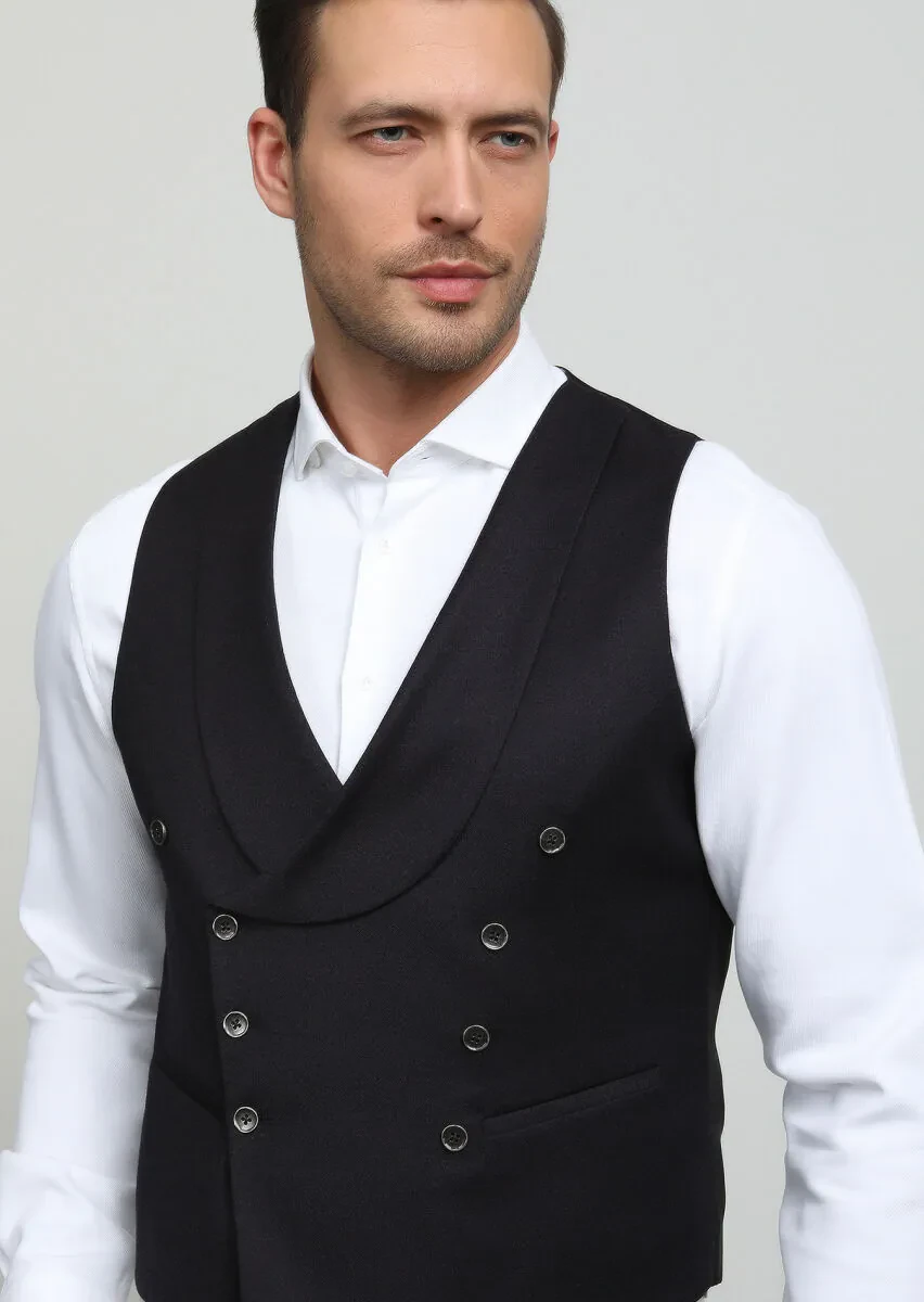 Burgundy Slim Fit Shawl Collar Casual Waistcoat - 2