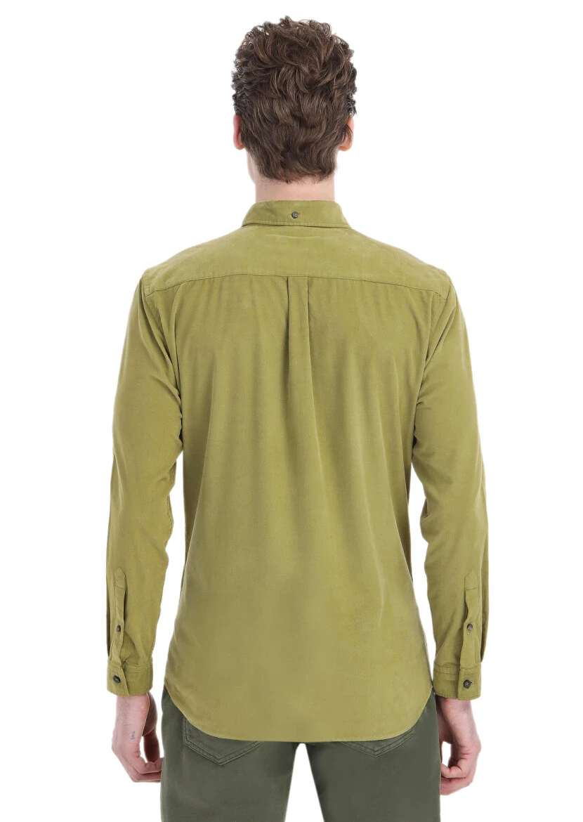 Colourful Ribbed Regular Fit Weaving Casual 100% Cotton Shirt - 4