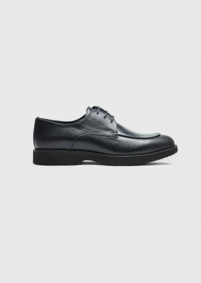 Dark Blue Leather Casual Shoes - RAMSEY