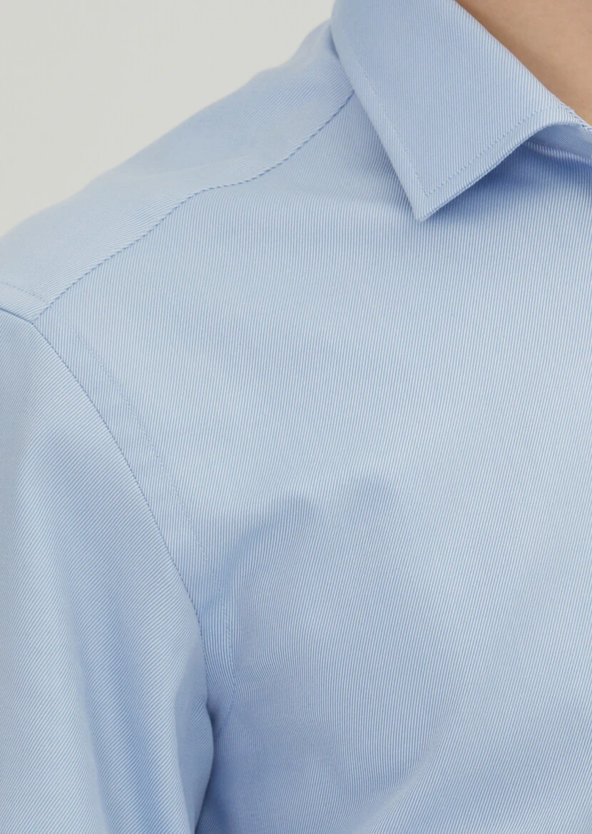 Dark Blue Regular Fit Weaving Classical 100% Cotton Shirt - 3