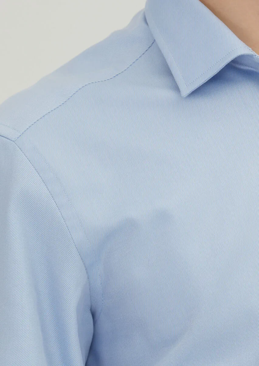 Dark Blue Regular Fit Weaving Classical 100% Cotton Shirt - 3