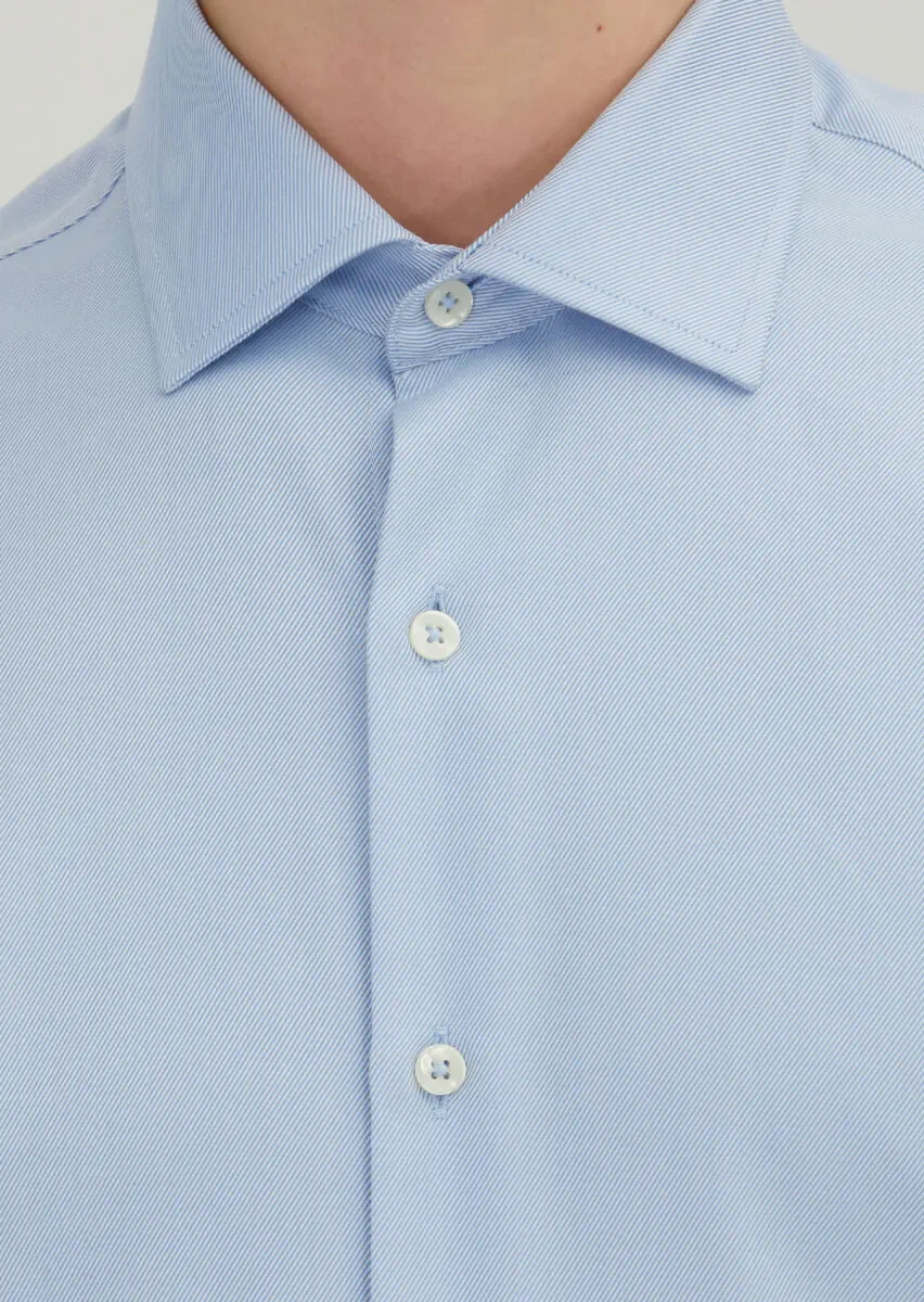 Dark Blue Regular Fit Weaving Classical 100% Cotton Shirt - 4