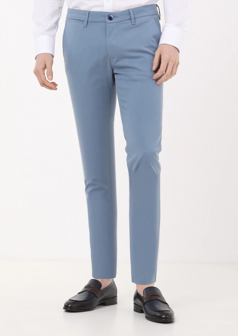 Dark Blue Weaving Regular Fit Casual Trousers 