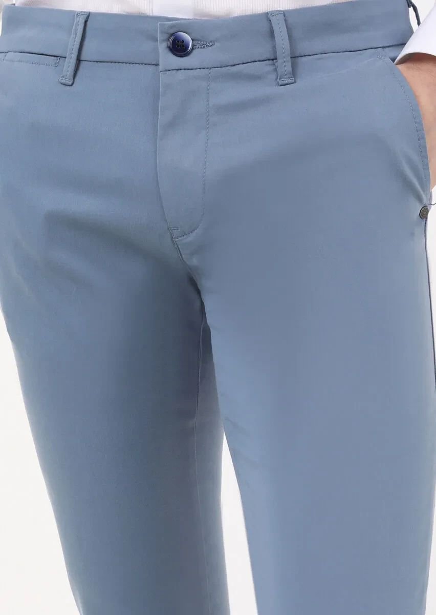 Dark Blue Weaving Regular Fit Casual Trousers - 3