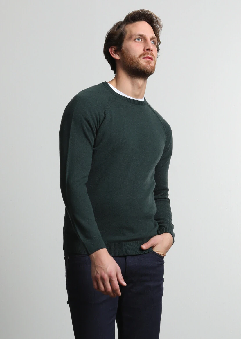 Dark Green Knitwear Sweatshirt - 3