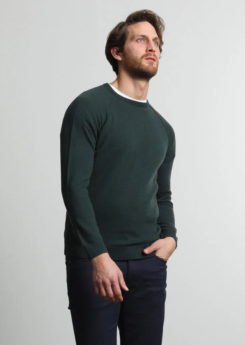 Dark Green Knitwear Sweatshirt - 3