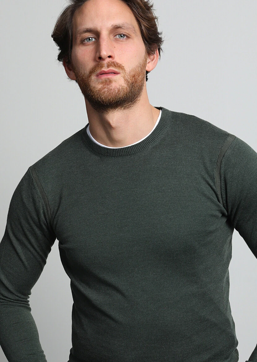 Dark Green Knitwear Sweatshirt 
