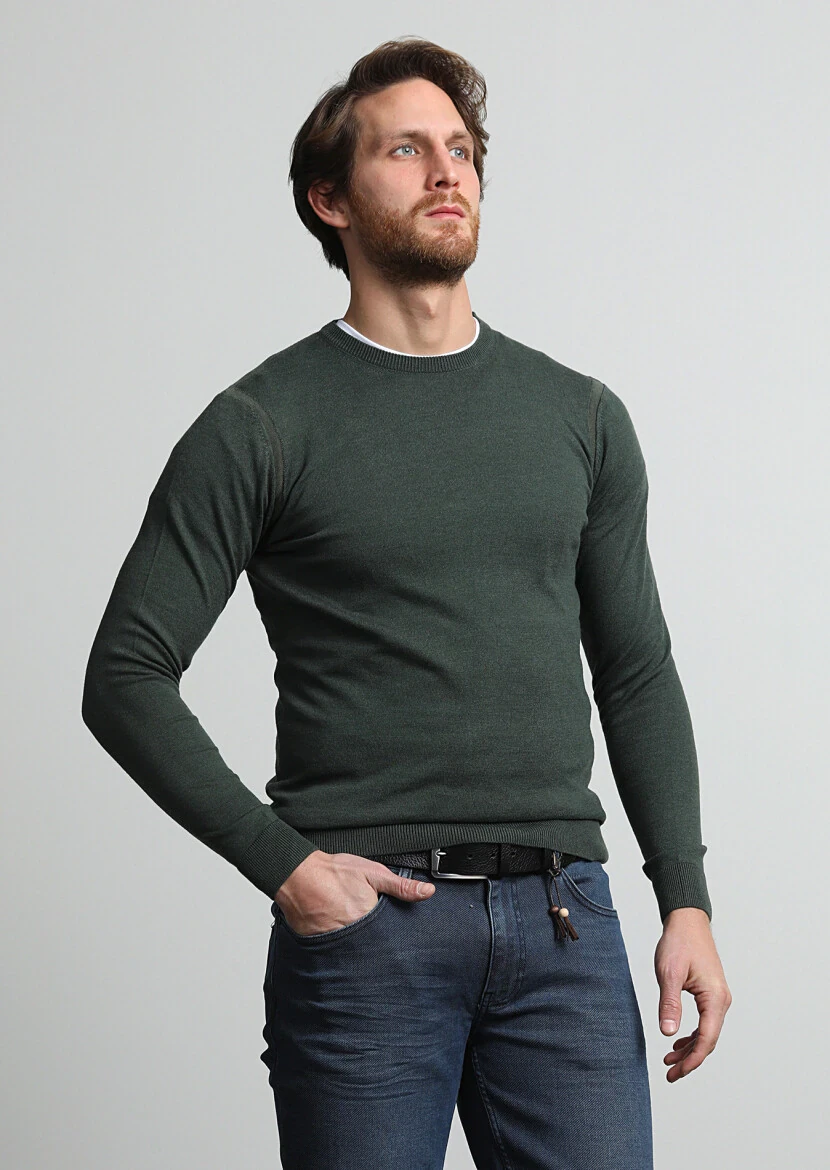 Dark Green Knitwear Sweatshirt - 3
