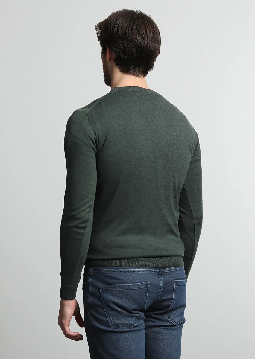 Dark Green Knitwear Sweatshirt - 4