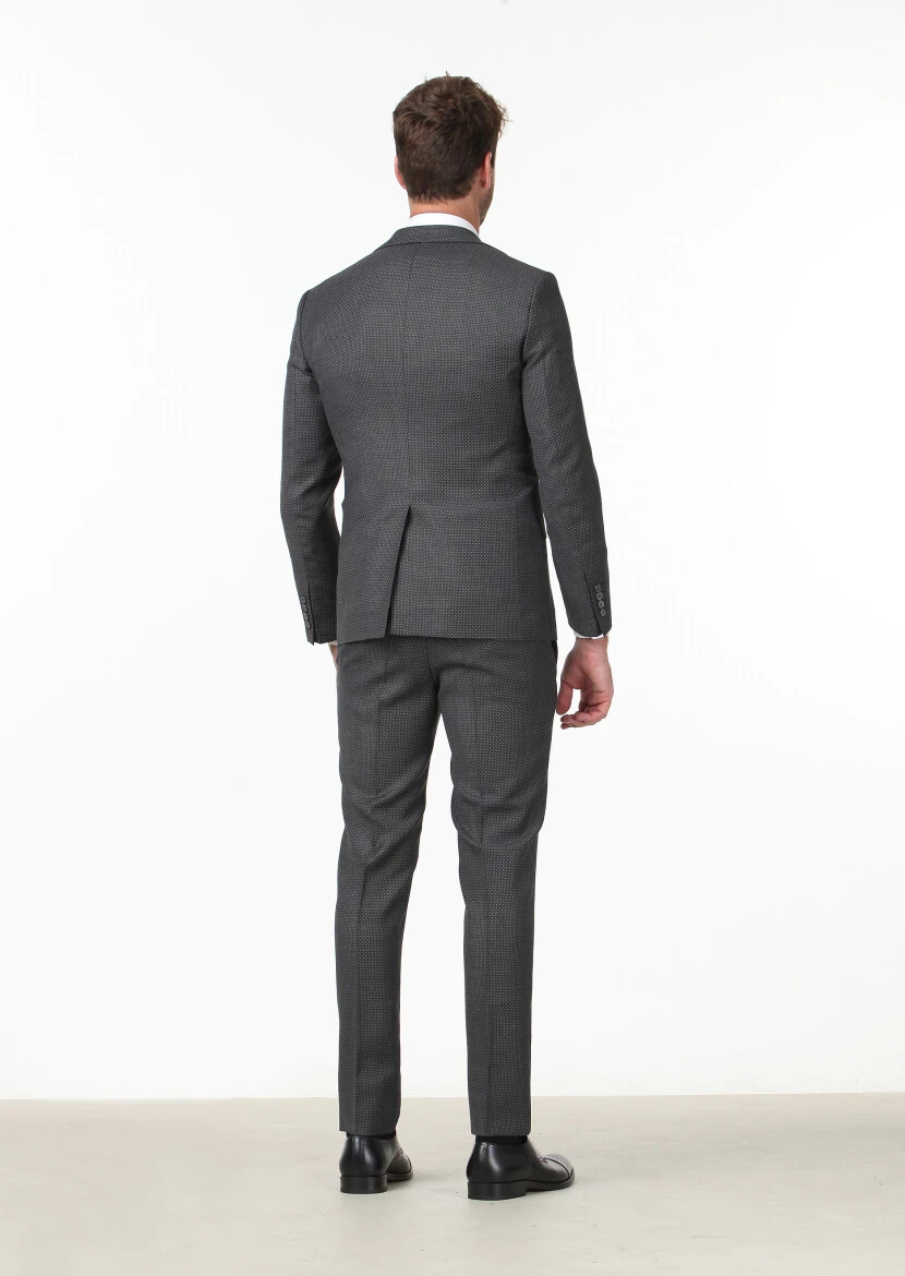 Dark Grey Micro Modern Fit 100% Wool Suit - 4