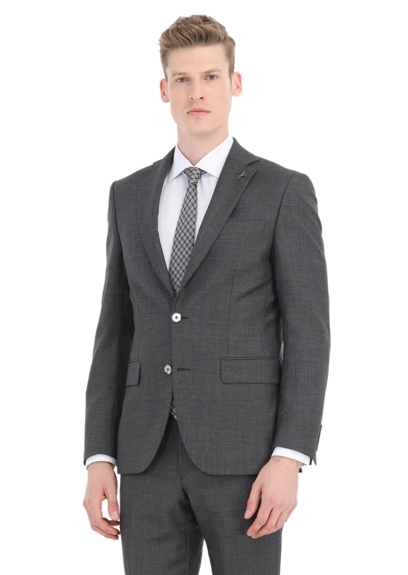 Dark Grey Micro Modern Fit 100% Wool Suit - 2