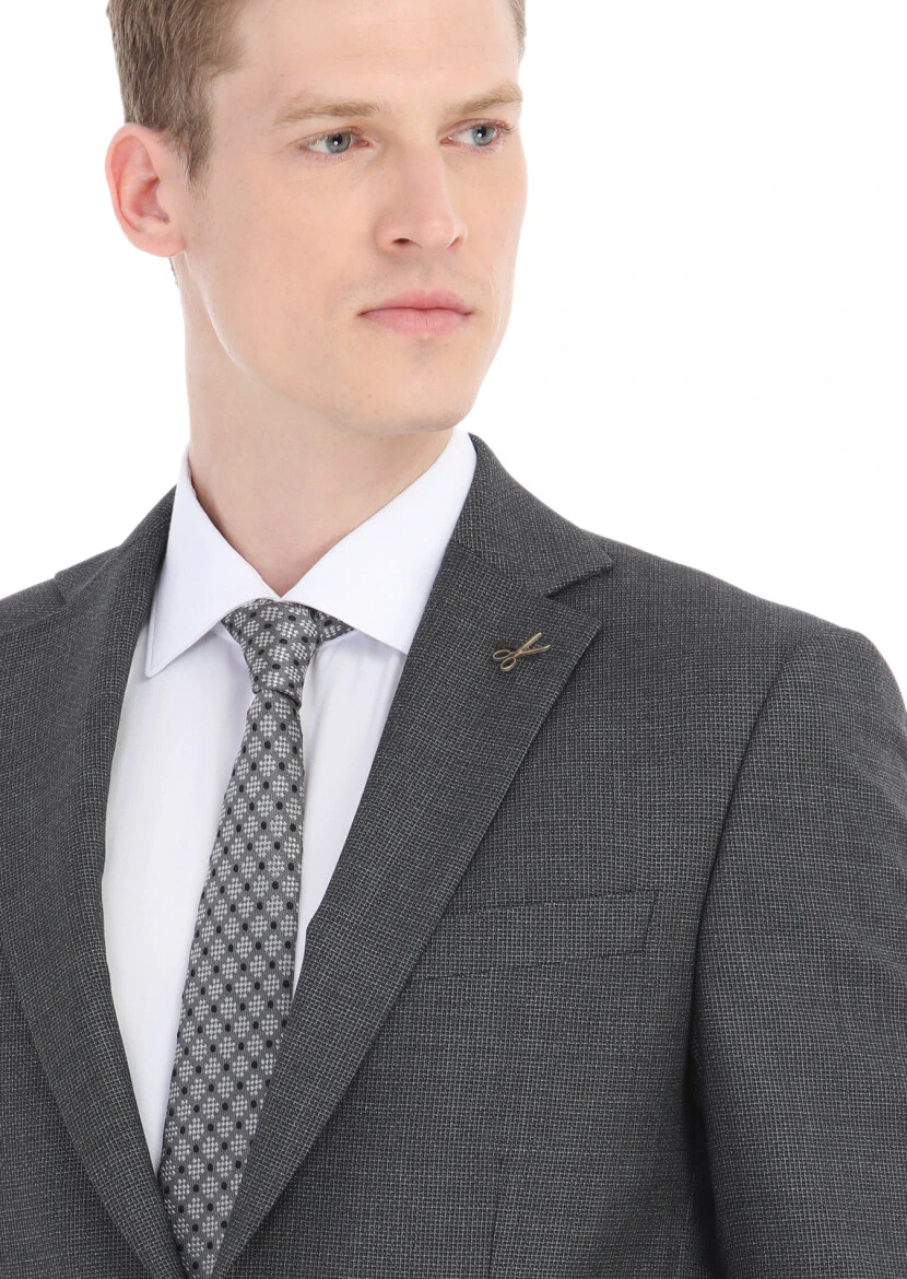 Dark Grey Micro Modern Fit 100% Wool Suit - 3