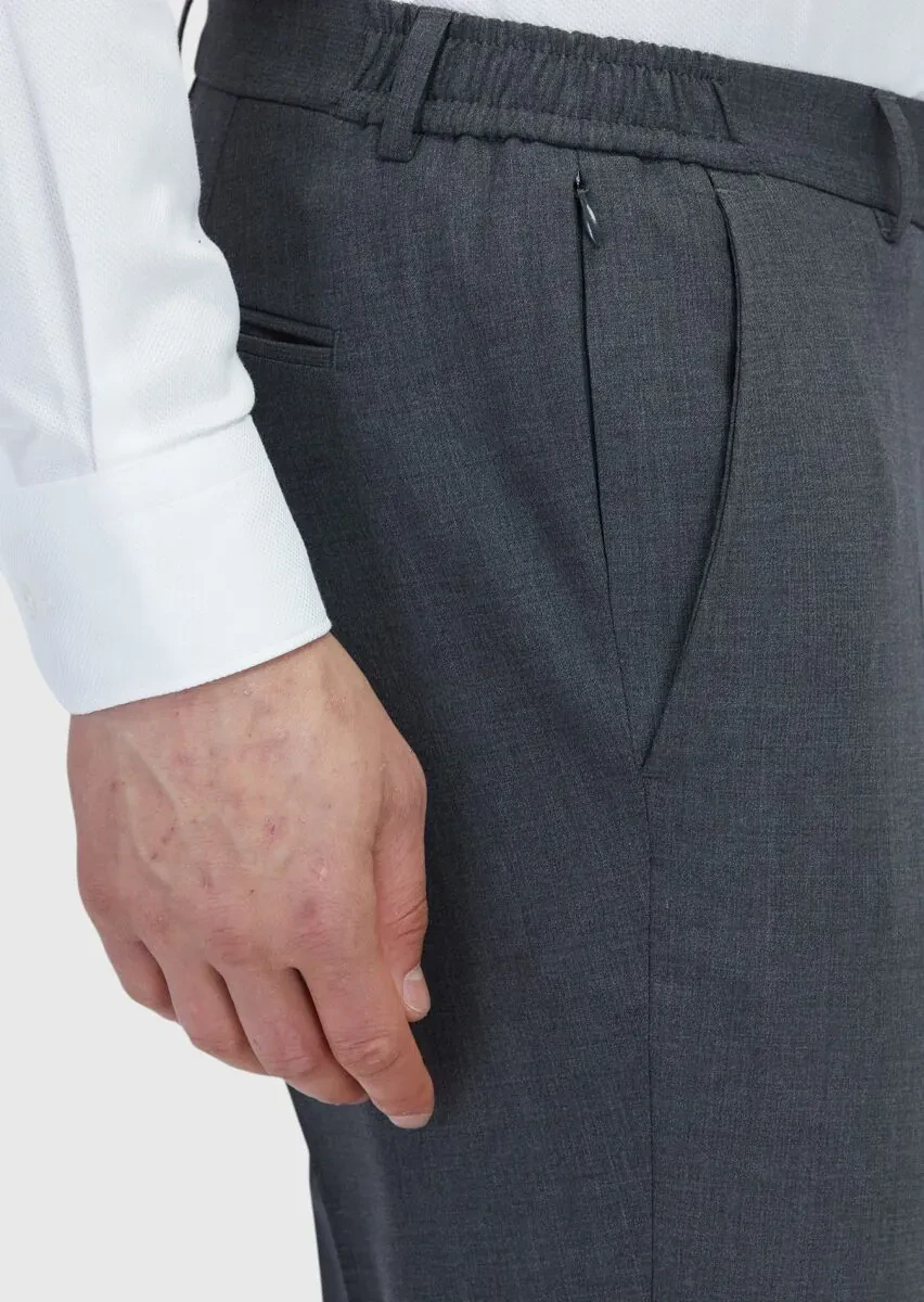 Dark Grey Micro Modern Fit Wool Blended Suit - 6