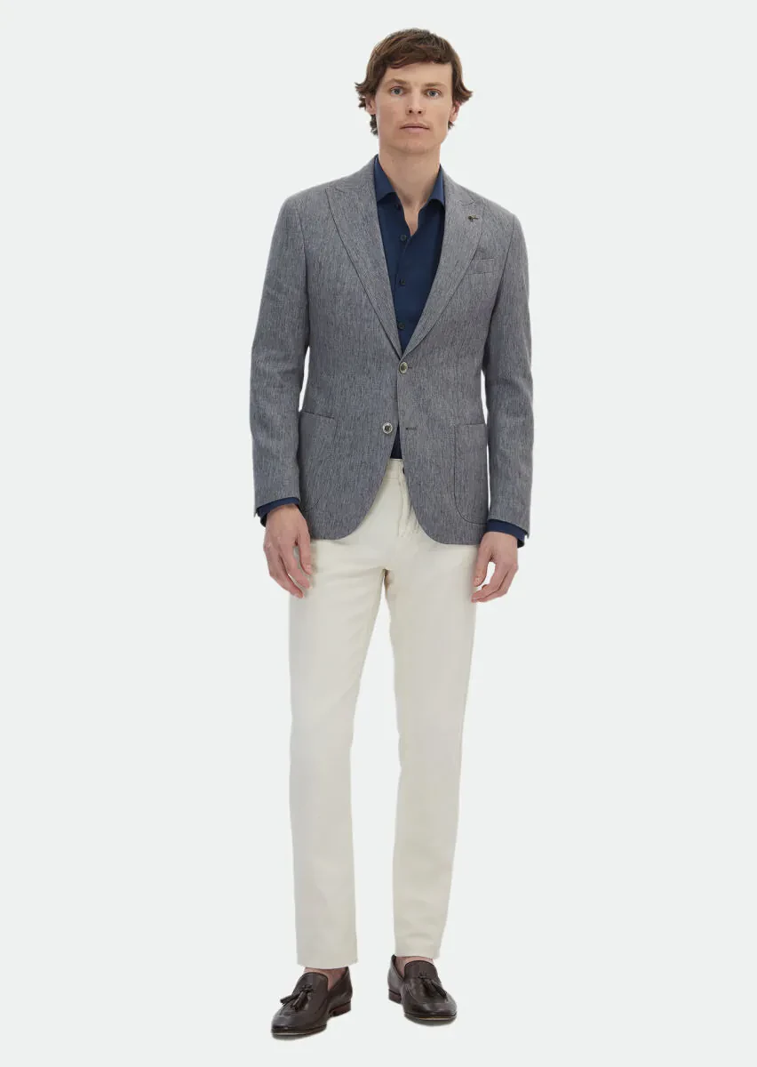 Dark Grey Patterned Zeroweight Slim Fit Cotton Blended Jacket - 2