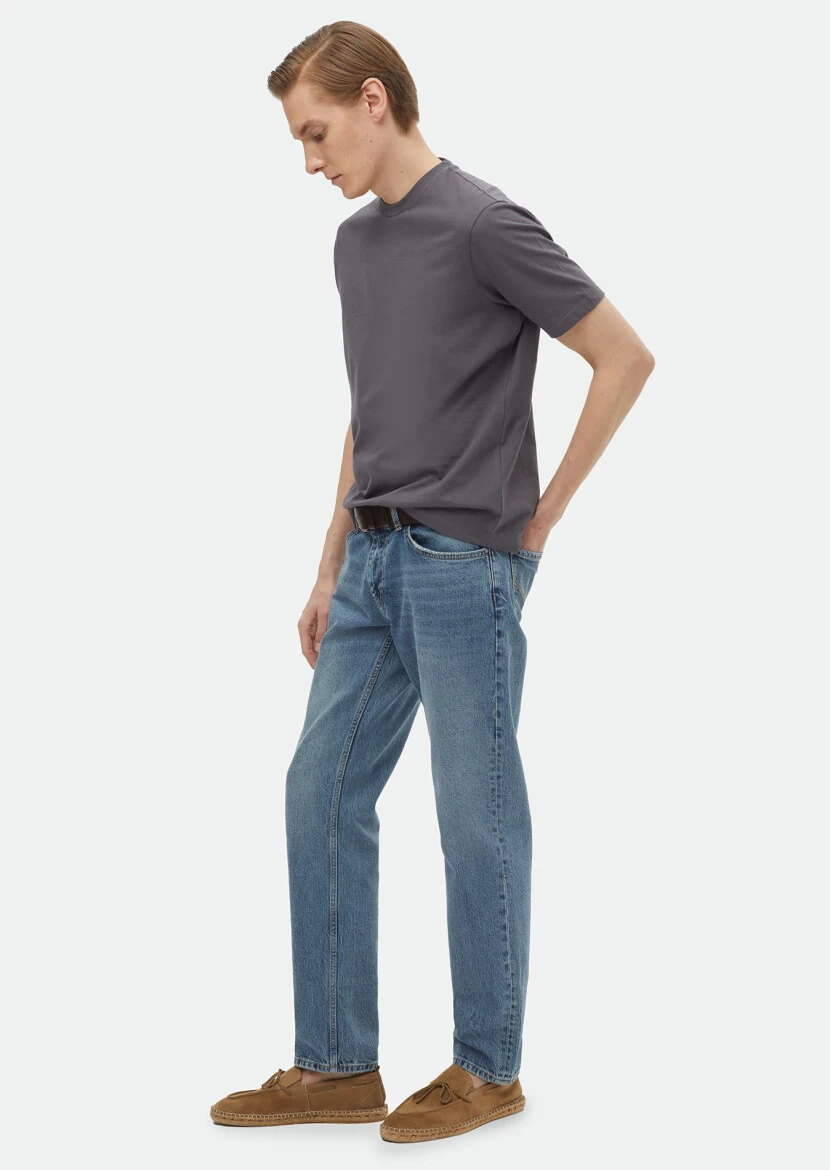 Dark Grey Plain Crew Neck 100% Cotton T-Shirt - RAMSEY