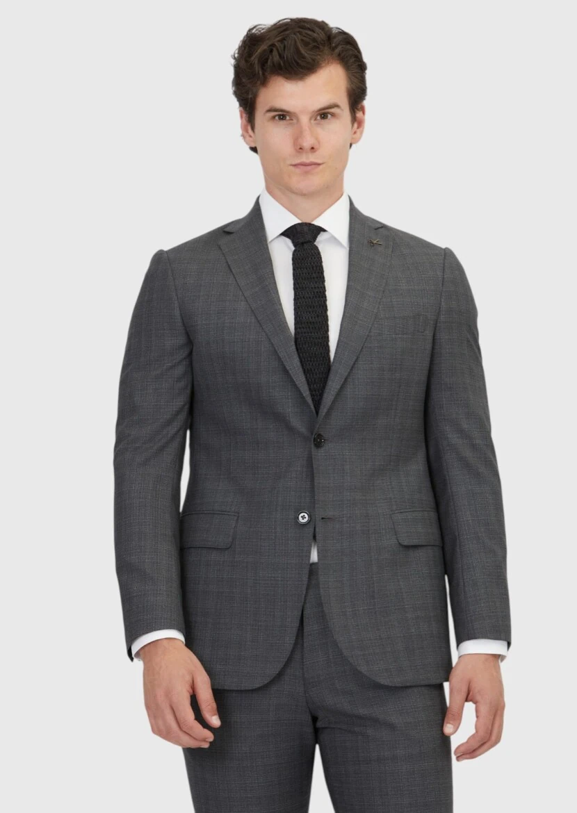 Dark Grey Plain Regular Fit 100% Wool Suit - RAMSEY