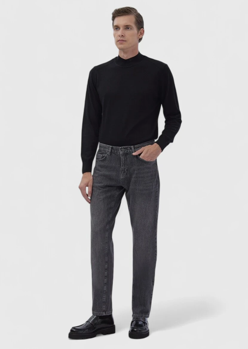 Dark Grey Regular Fit Denim 100% Cotton Trousers - RAMSEY