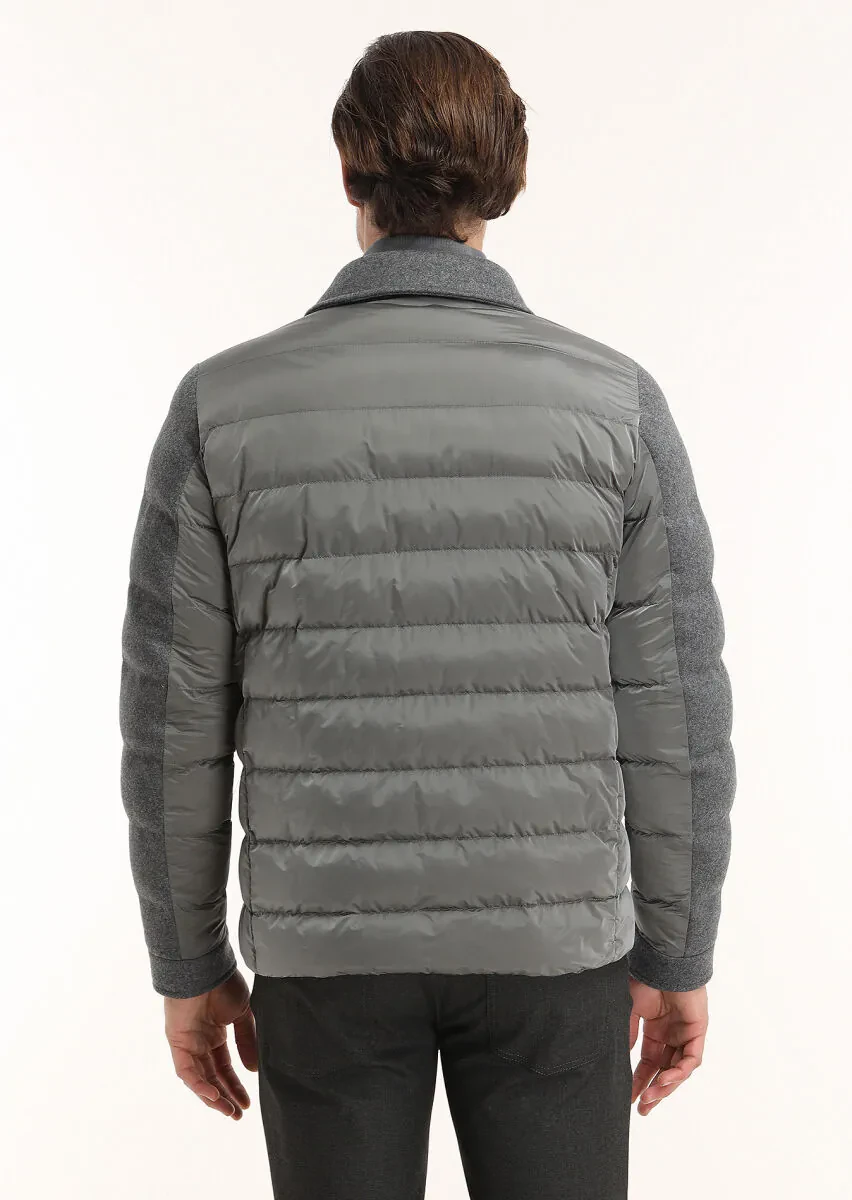 Dark Grey Regular Fit Shirt Collar Casual Weaving Coat - 7