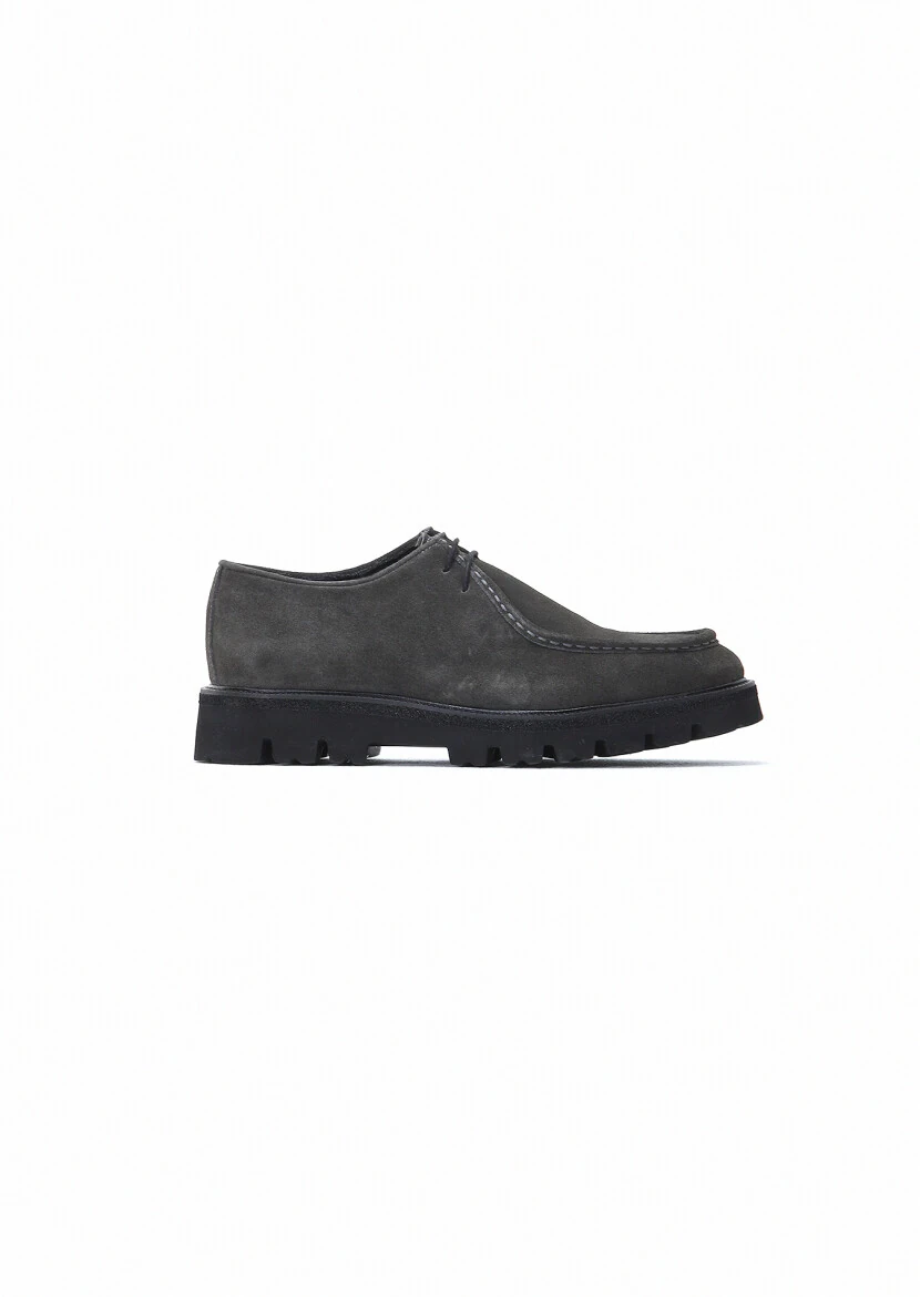 Dark Grey Suede Casual Shoes - 1