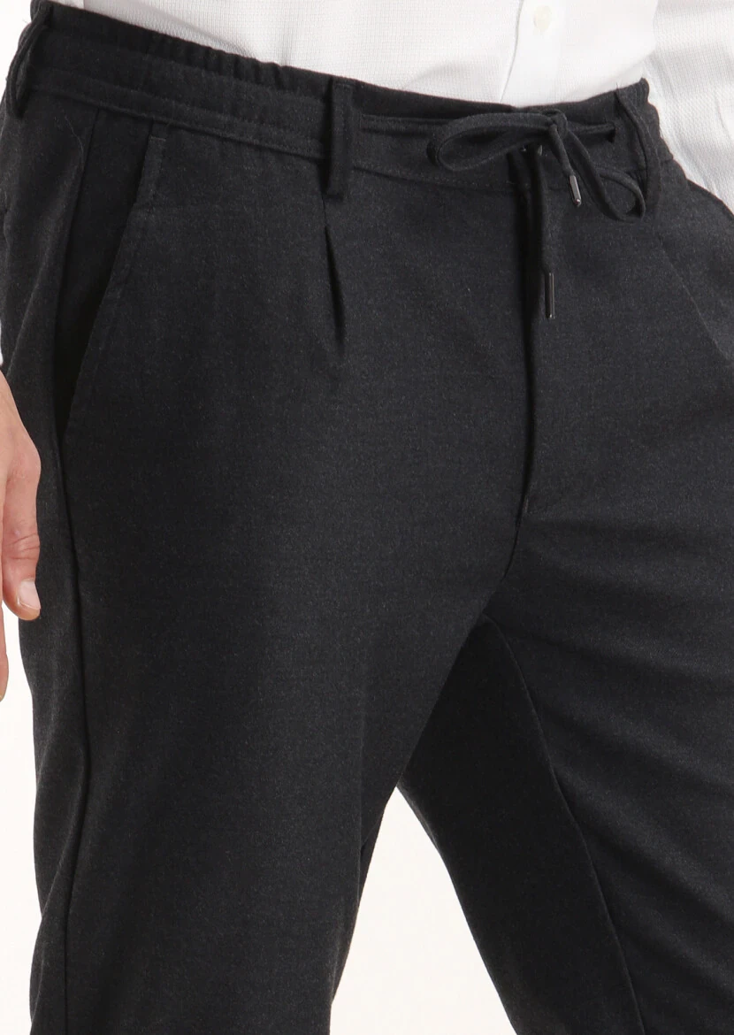 Dark Grey Weaving Jogging Fit Casual Trousers - 3