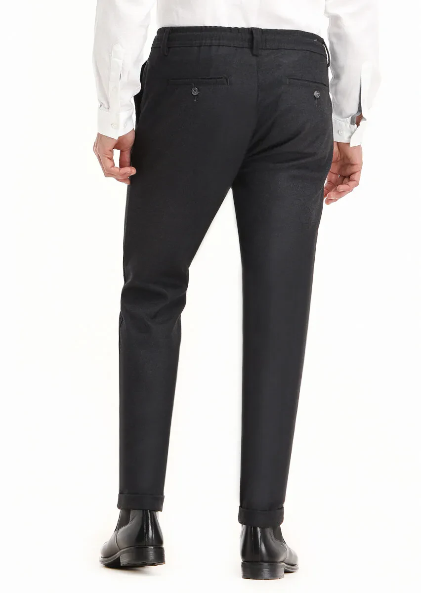 Dark Grey Weaving Jogging Fit Casual Trousers - 4