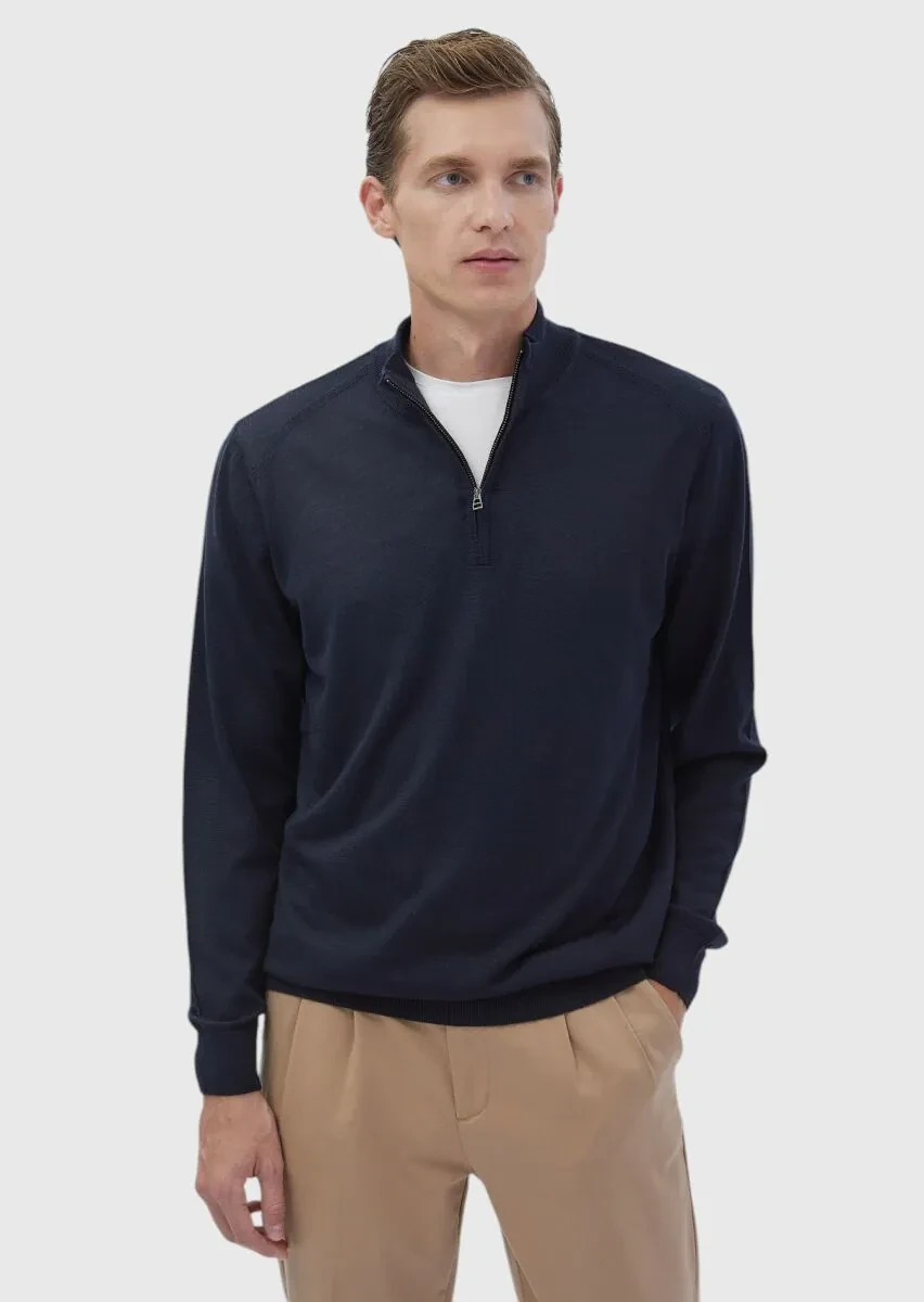 Dark Indigo Knitwear Sweatshirt - 1