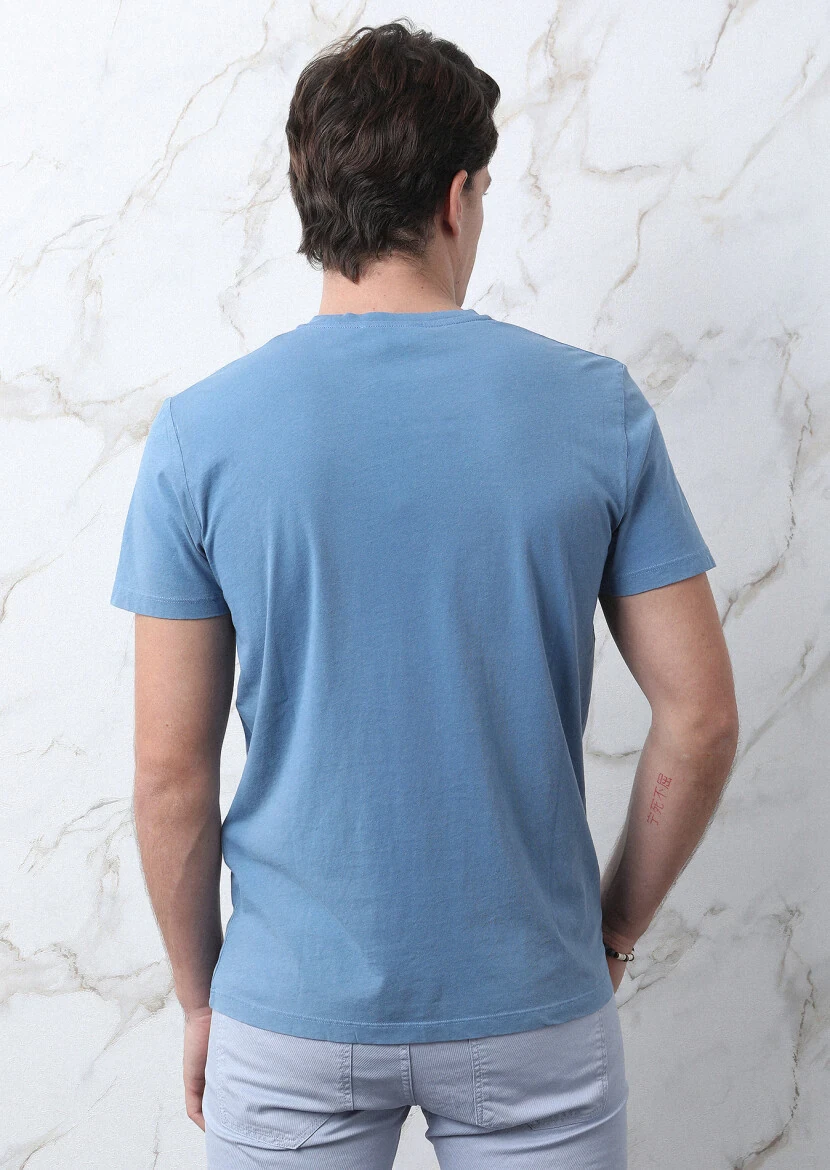 Dark Indigo Printed 100% Cotton T-Shirt - 6