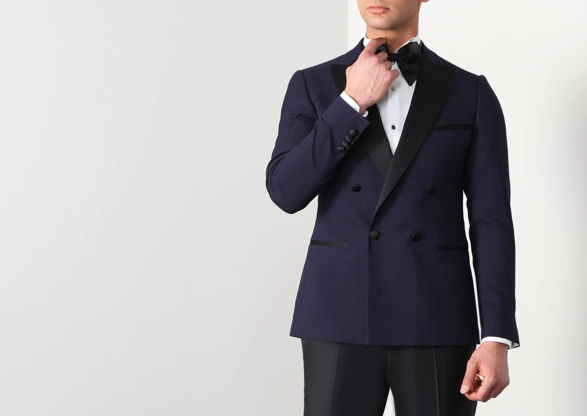 Dark Navyblue Cotton Blended Dinner Jacket - 6