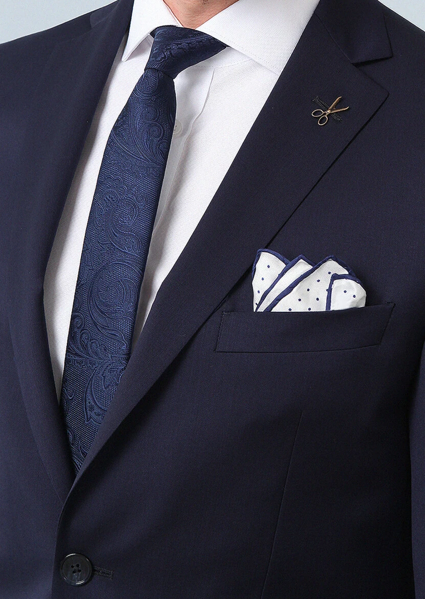 Dark Navyblue Micro Zeroweight Slim Fit 100% Wool Suit - 2