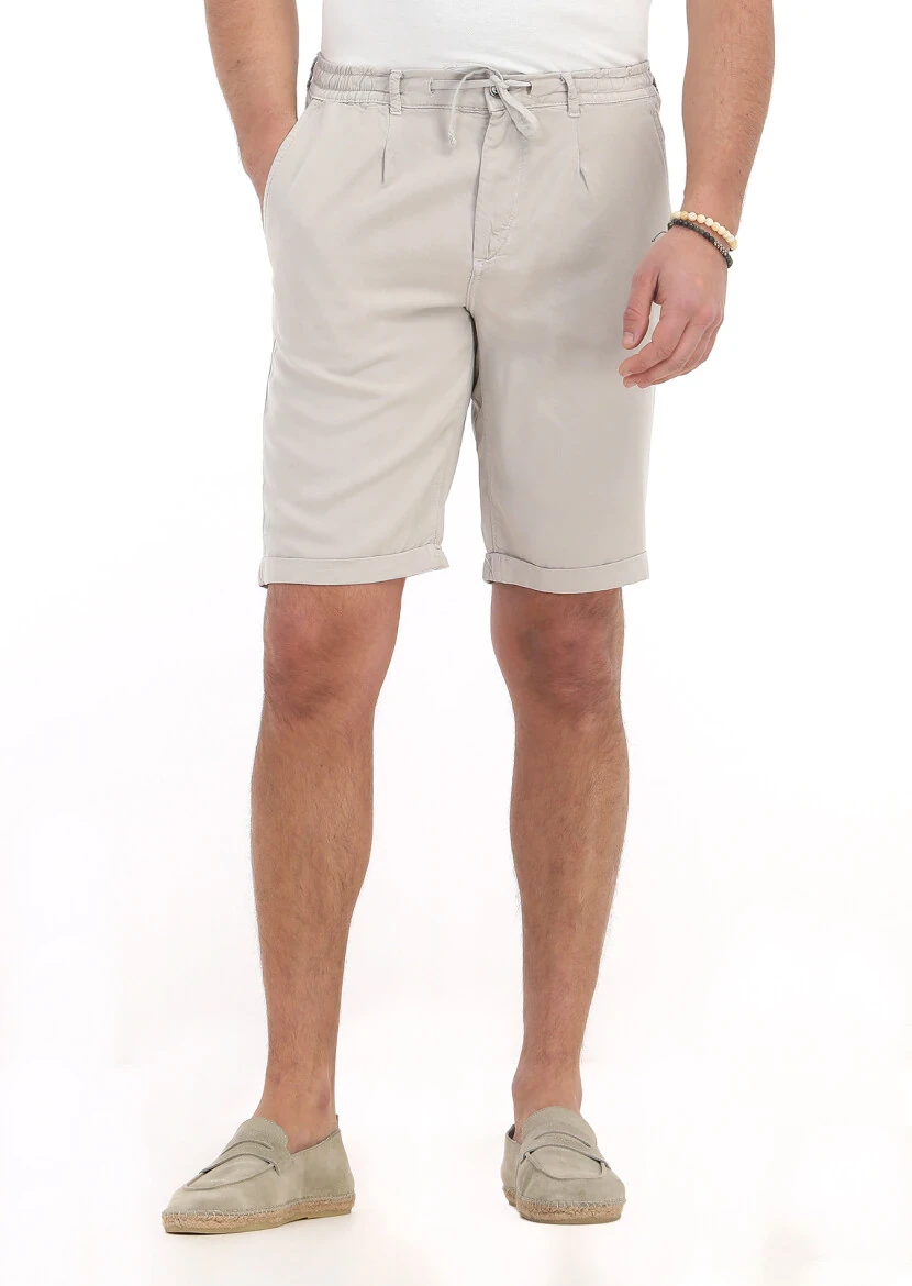 Deve Tüyü Düz Dokuma Jogging Fit Casual Bermuda 