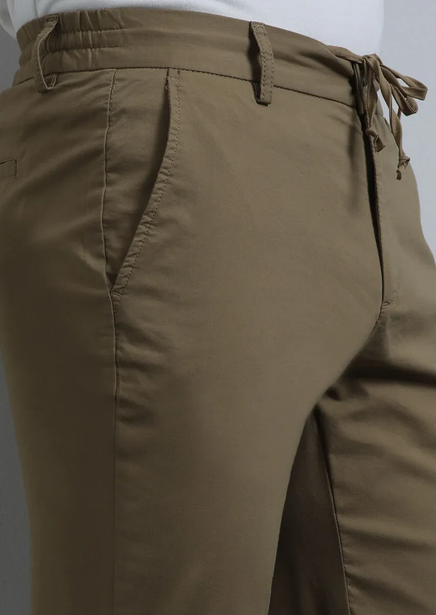 Deve Tüyü Düz Dokuma Jogging Fit Casual Pamuk Karışımlı Pantolon - 3