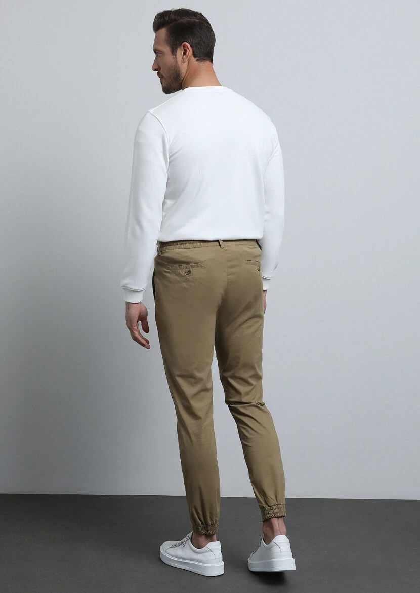 Deve Tüyü Düz Dokuma Jogging Fit Casual Pamuk Karışımlı Pantolon - 5