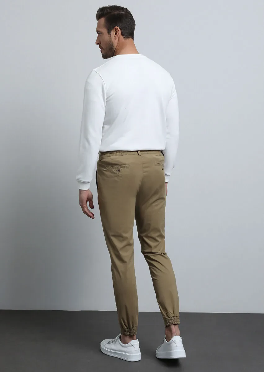 Deve Tüyü Düz Dokuma Jogging Fit Casual Pamuk Karışımlı Pantolon - 5