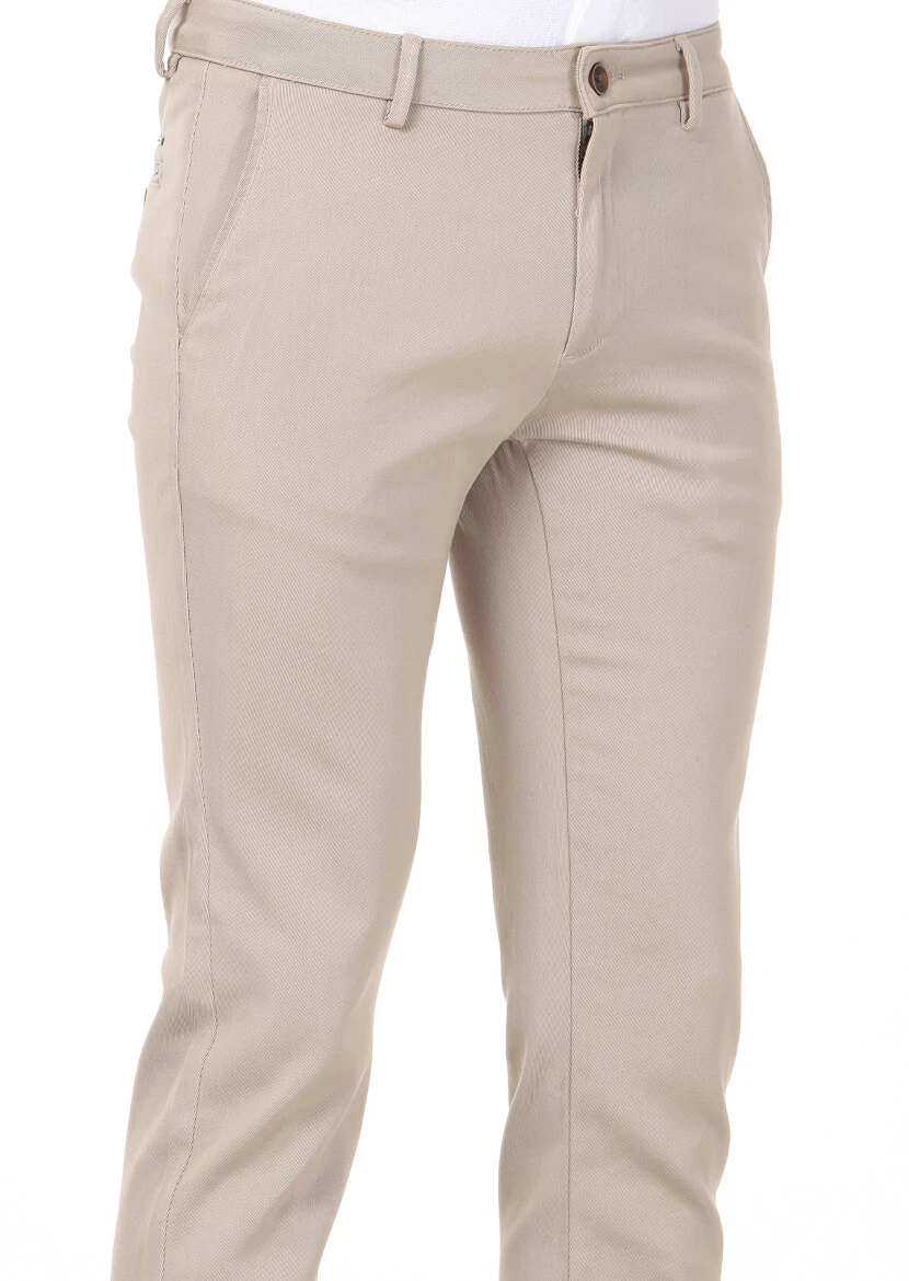 Deve Tüyü Düz Dokuma Regular Fit Casual %100 Pamuk Pantolon - 3