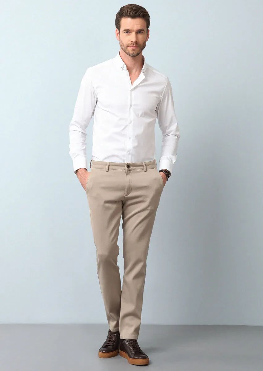 Deve Tüyü Düz Dokuma Regular Fit Casual %100 Pamuk Pantolon - 4