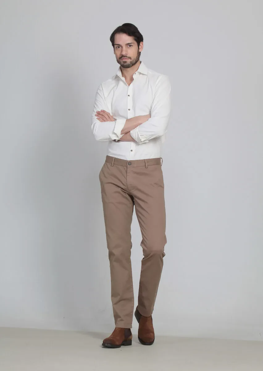 Deve Tüyü Düz Dokuma Regular Fit Casual Pamuk Karışımlı Pantolon - 1