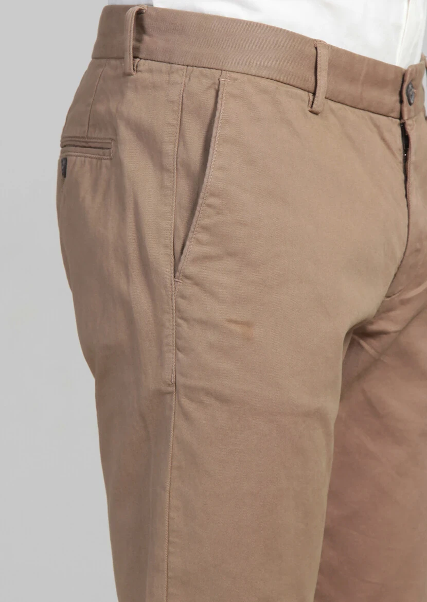 Deve Tüyü Düz Dokuma Regular Fit Casual Pamuk Karışımlı Pantolon - 5