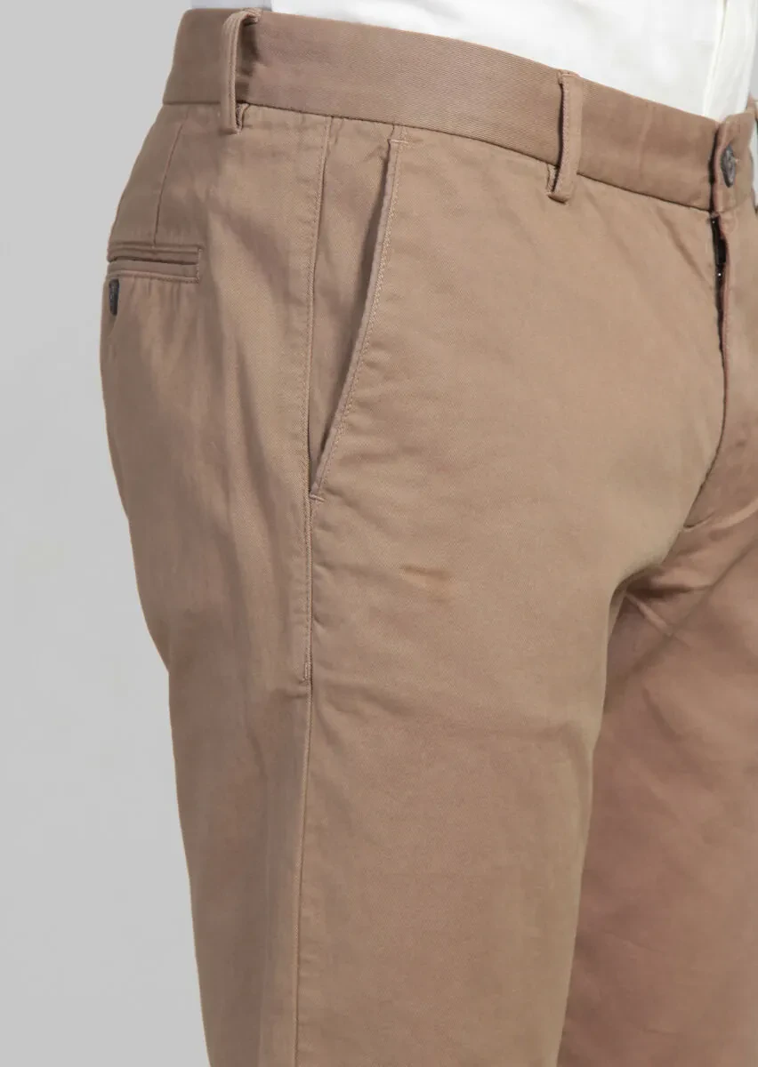 Deve Tüyü Düz Dokuma Regular Fit Casual Pamuk Karışımlı Pantolon - 5