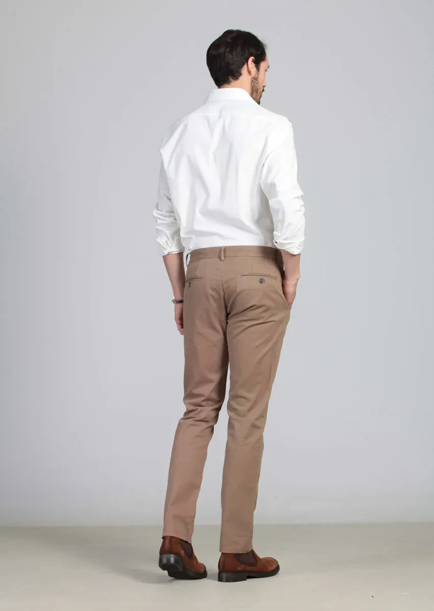 Deve Tüyü Düz Dokuma Regular Fit Casual Pamuk Karışımlı Pantolon - 6