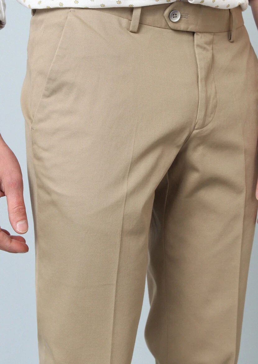 Deve Tüyü Düz Dokuma Regular Fit Smart Casual Pamuk Karışımlı Pantolon - 3