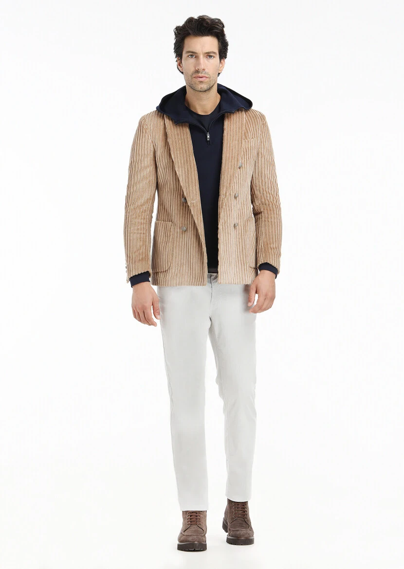 Deve Tüyü Fitilli Shirt Shoulder Slim Fit %100 Pamuk Ceket - 1