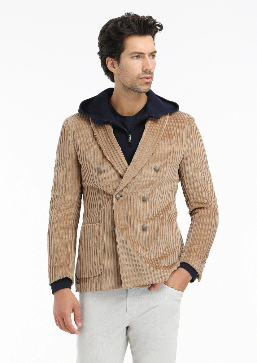 Deve Tüyü Fitilli Shirt Shoulder Slim Fit %100 Pamuk Ceket - 3