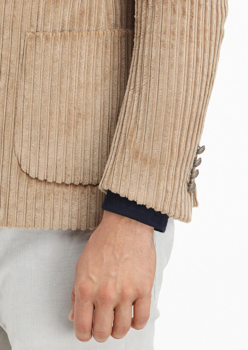 Deve Tüyü Fitilli Shirt Shoulder Slim Fit %100 Pamuk Ceket - 8