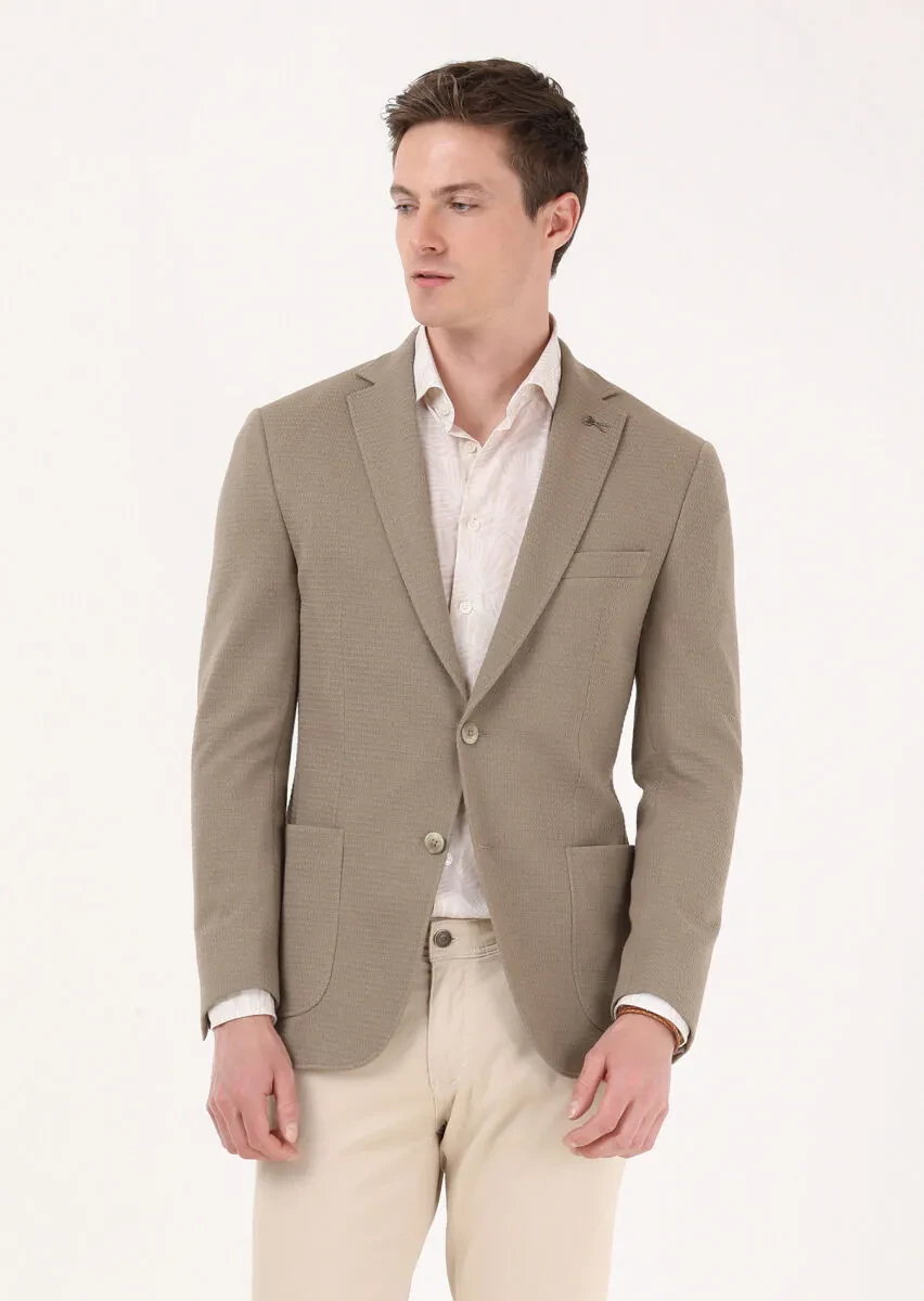 Deve Tüyü Mikro Zeroweight Slim Fit Pamuk Karışımlı Örme Ceket - 1