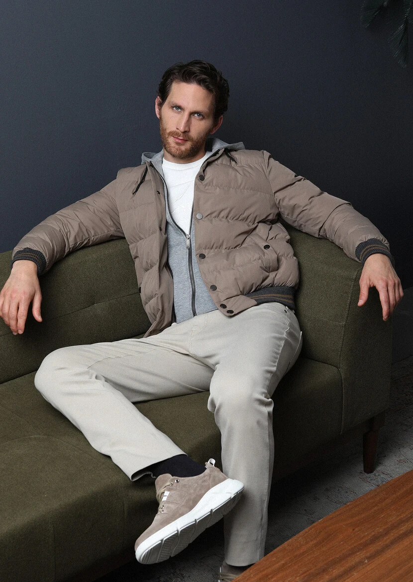 Deve Tüyü Regular Fit Dik Yaka Casual Dokuma Mont - 2