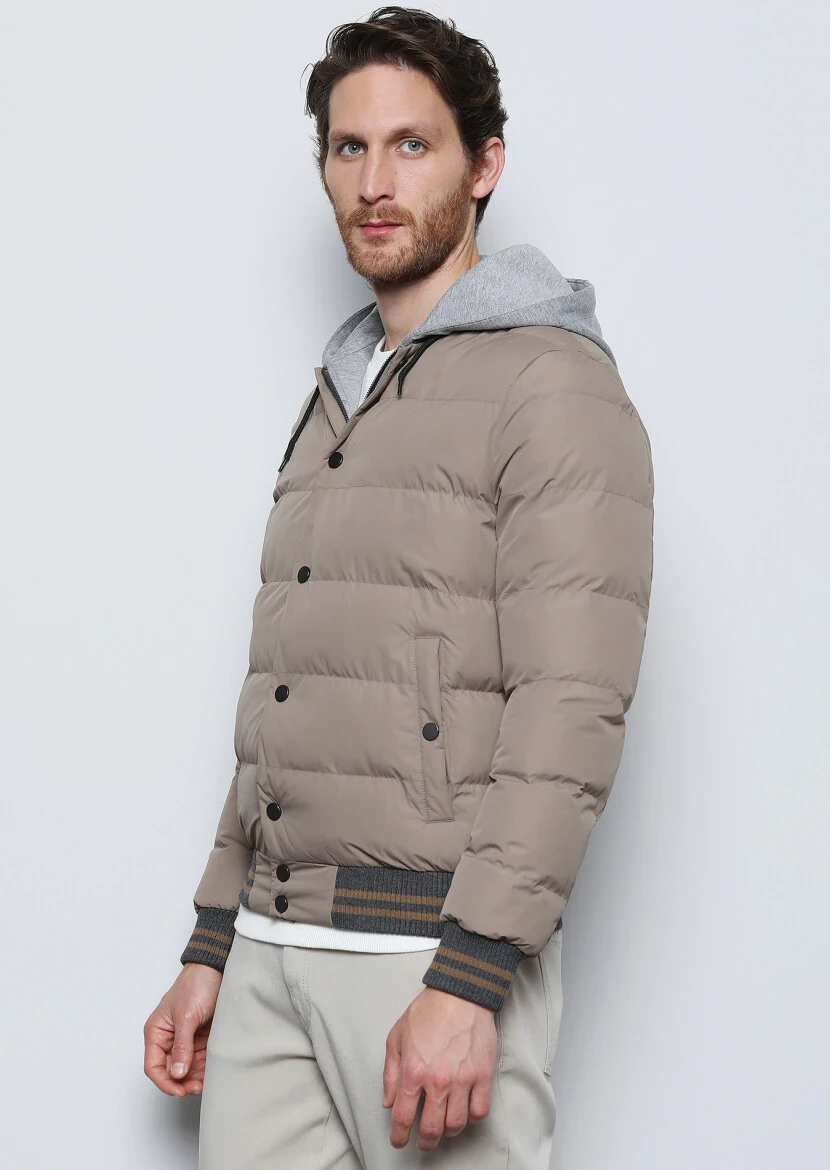 Deve Tüyü Regular Fit Dik Yaka Casual Dokuma Mont - 4