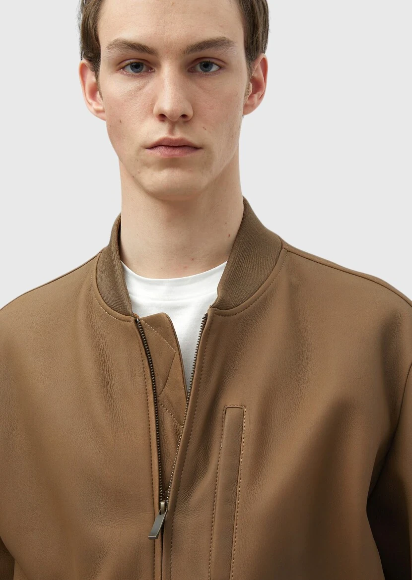 Deve Tüyü Regular Fit Dik Yaka Casual Süet Deri Mont - 4